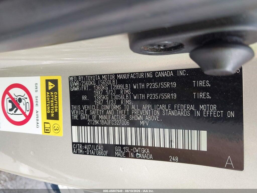 2T2BK1BA0FC327006 2015 LEXUS RX 350 photo no. 9