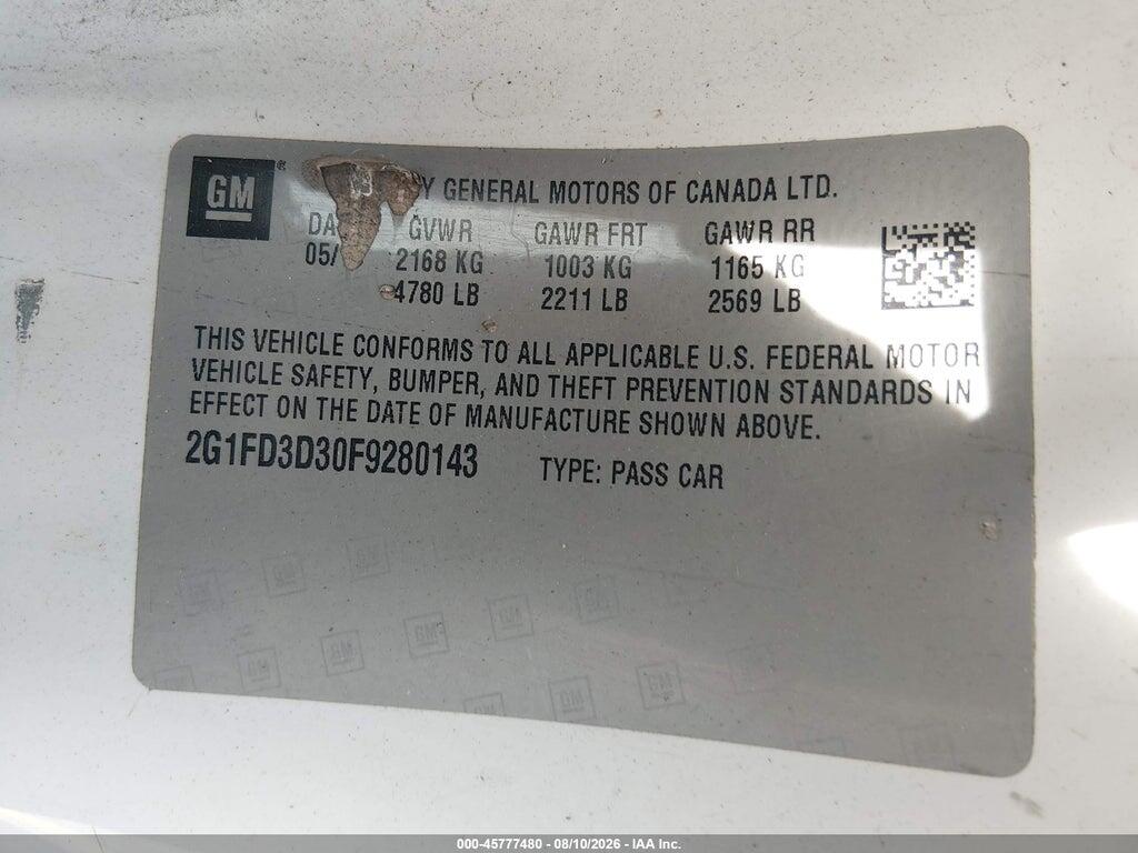 2G1FD3D30F9280143 2015 CHEVROLET CAMARO photo no. 9