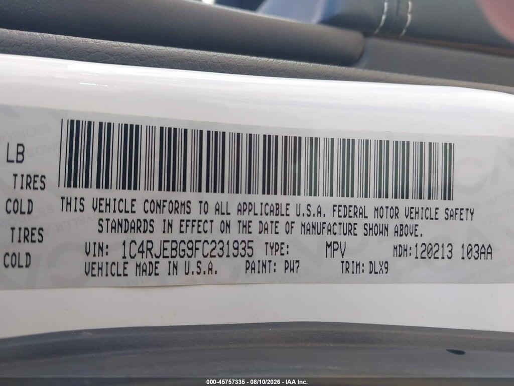 1C4RJEBG9FC231935 2015 JEEP GRAND CHEROKEE photo no. 9