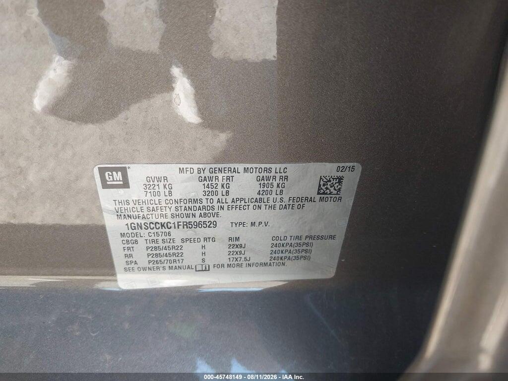 1GNSCCKC1FR596529 2015 CHEVROLET TAHOE photo no. 9