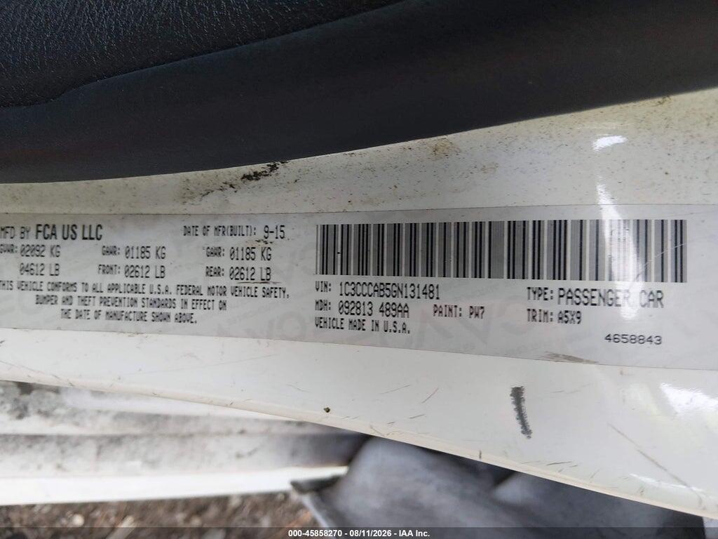 1C3CCCAB5GN131481 2016 CHRYSLER 200 photo no. 9