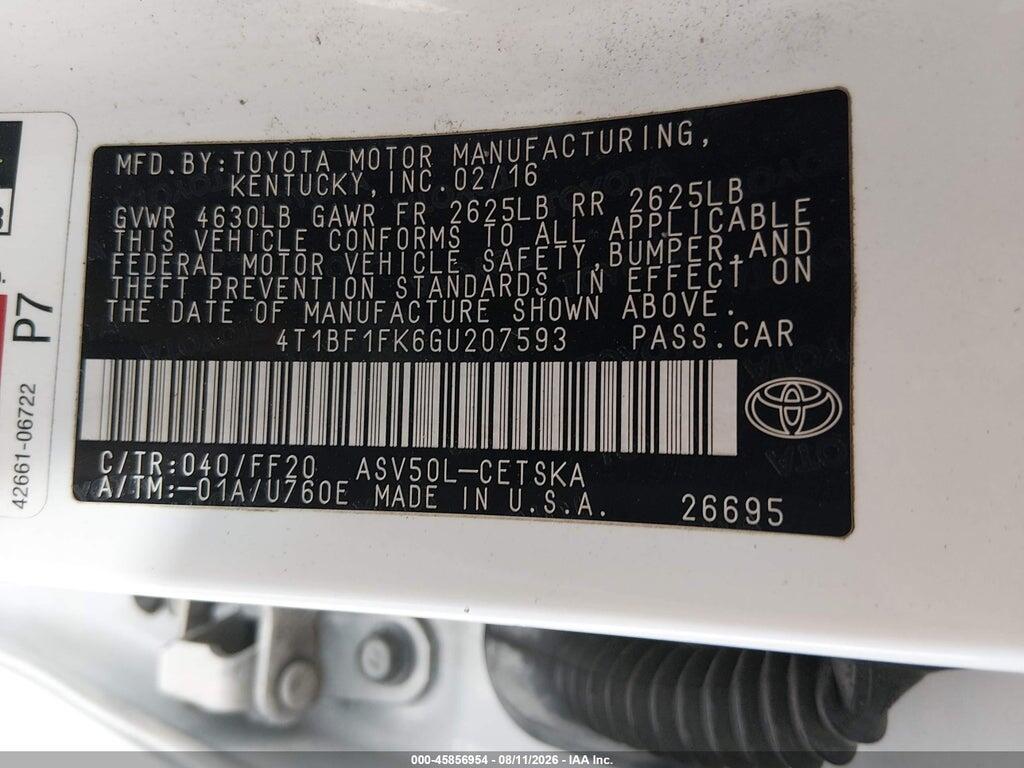 4T1BF1FK6GU207593 2016 TOYOTA CAMRY photo no. 9