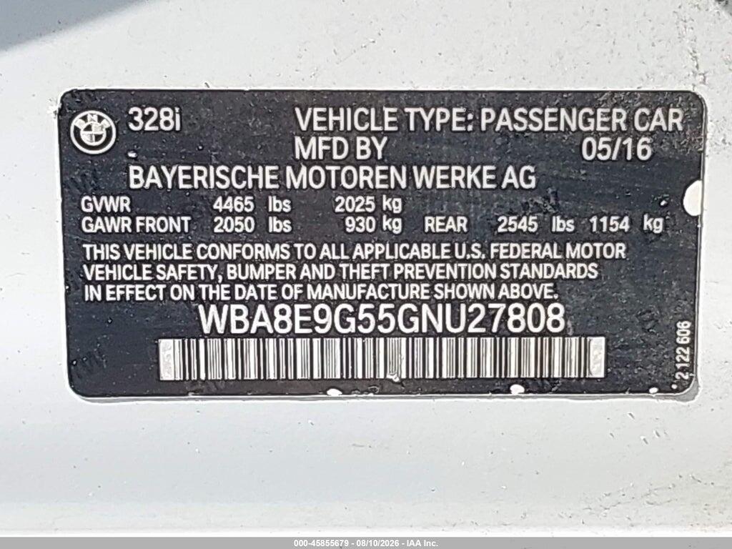 WBA8E9G55GNU27808 2016 BMW 328I photo no. 9