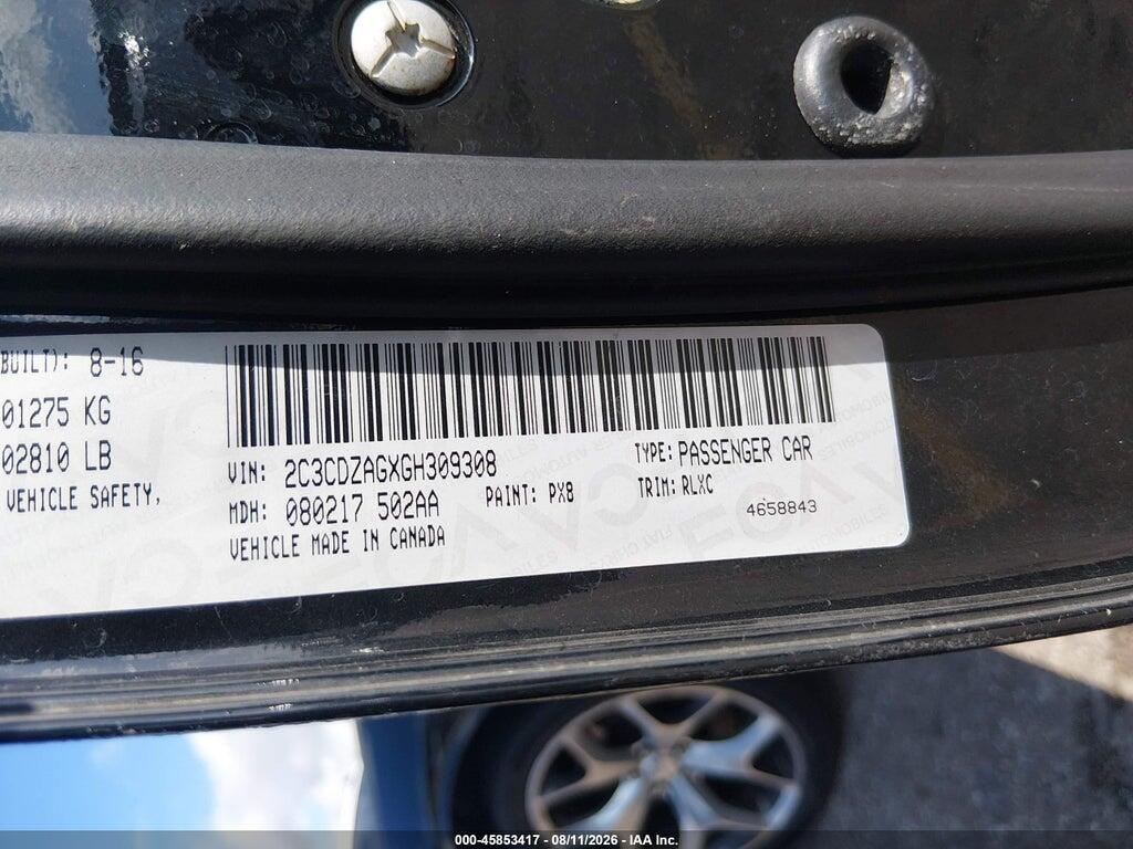 2C3CDZAGXGH309308 2016 DODGE CHALLENGER photo no. 9