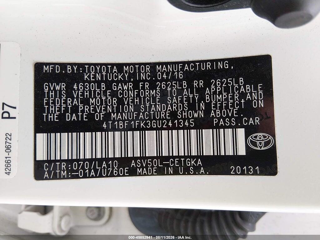 4T1BF1FK3GU241345 2016 TOYOTA CAMRY photo no. 9