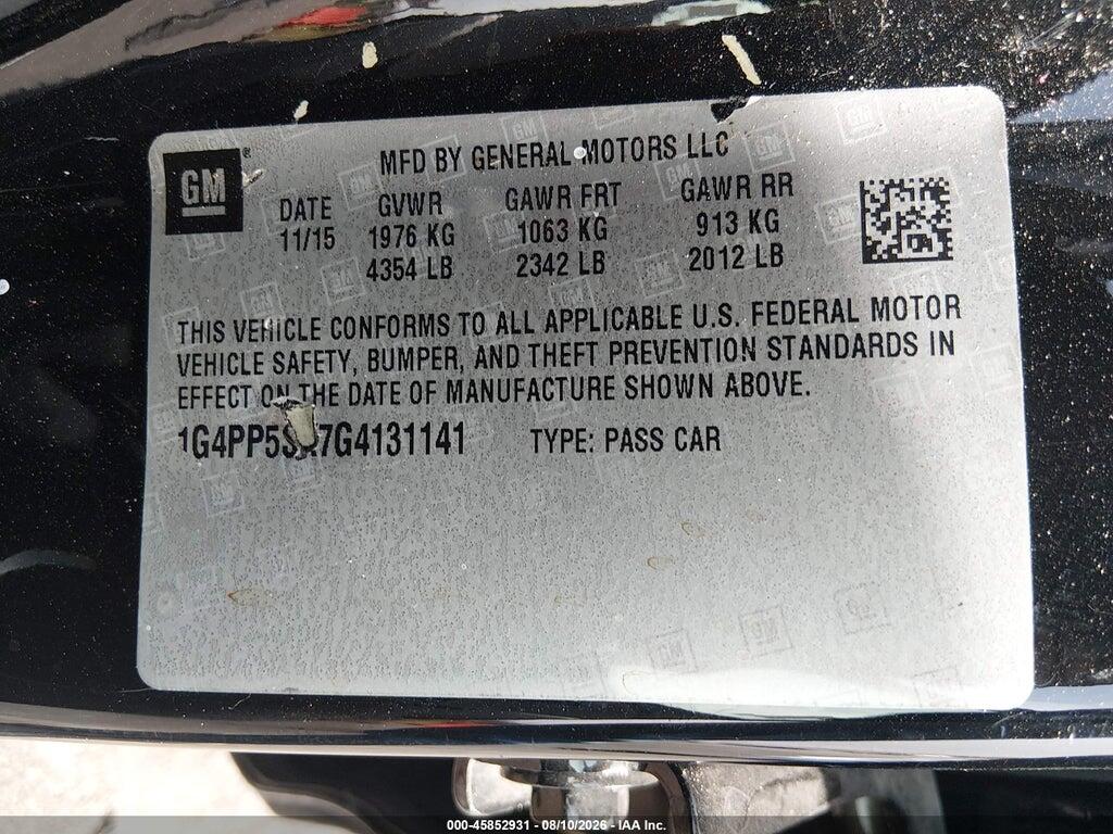 1G4PP5SK7G4131141 2016 BUICK VERANO photo no. 9