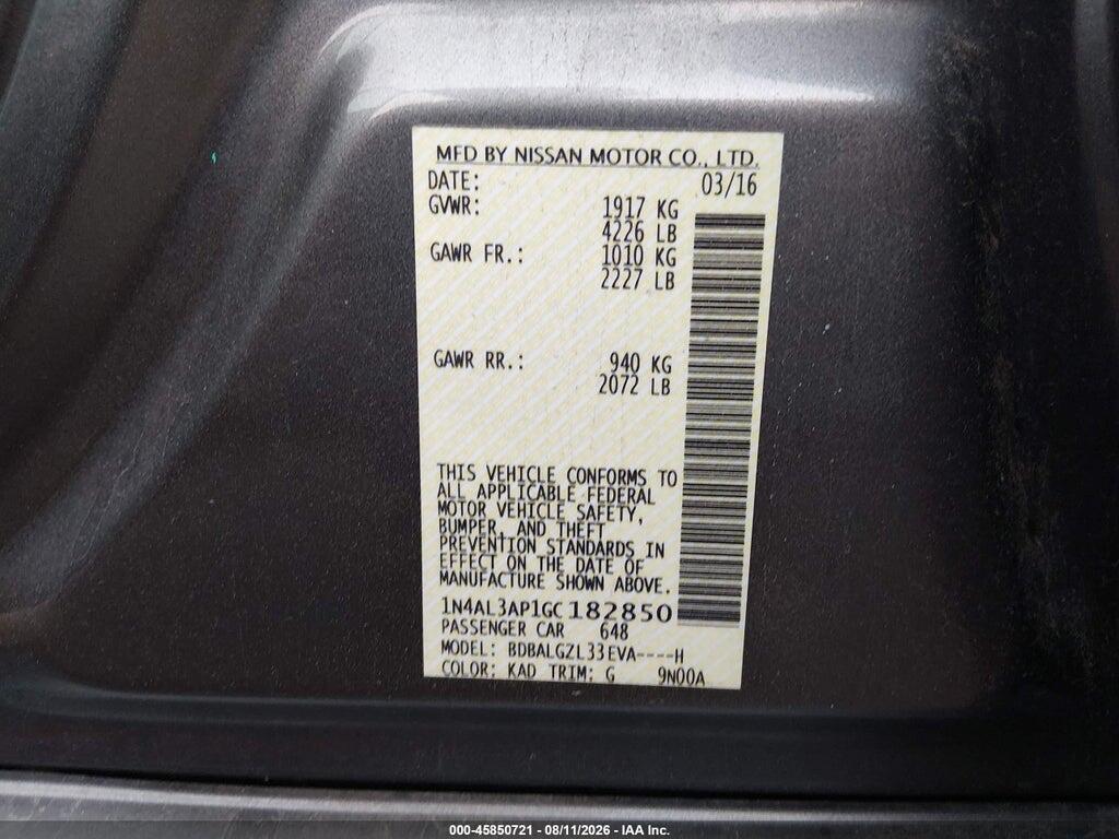 1N4AL3AP1GC182850 2016 NISSAN ALTIMA photo no. 9