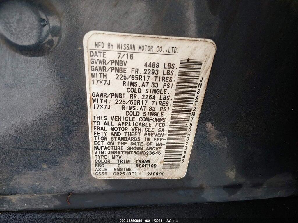 JN8AT2MT8GW023646 2016 NISSAN ROGUE photo no. 9