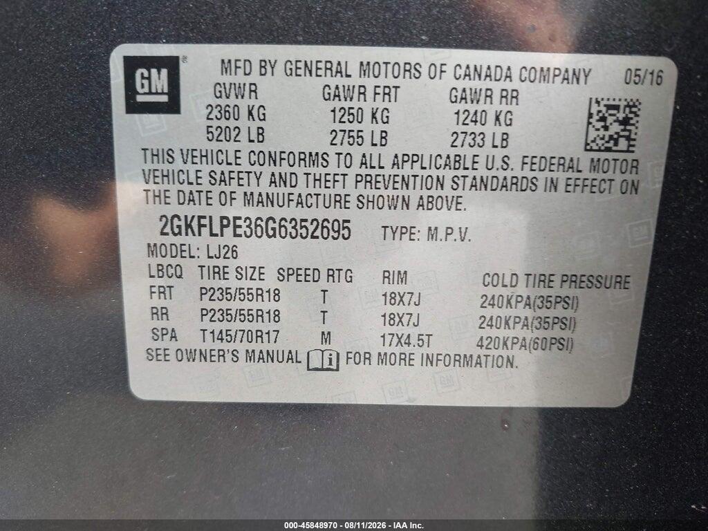 2GKFLPE36G6352695 2016 GMC TERRAIN photo no. 9
