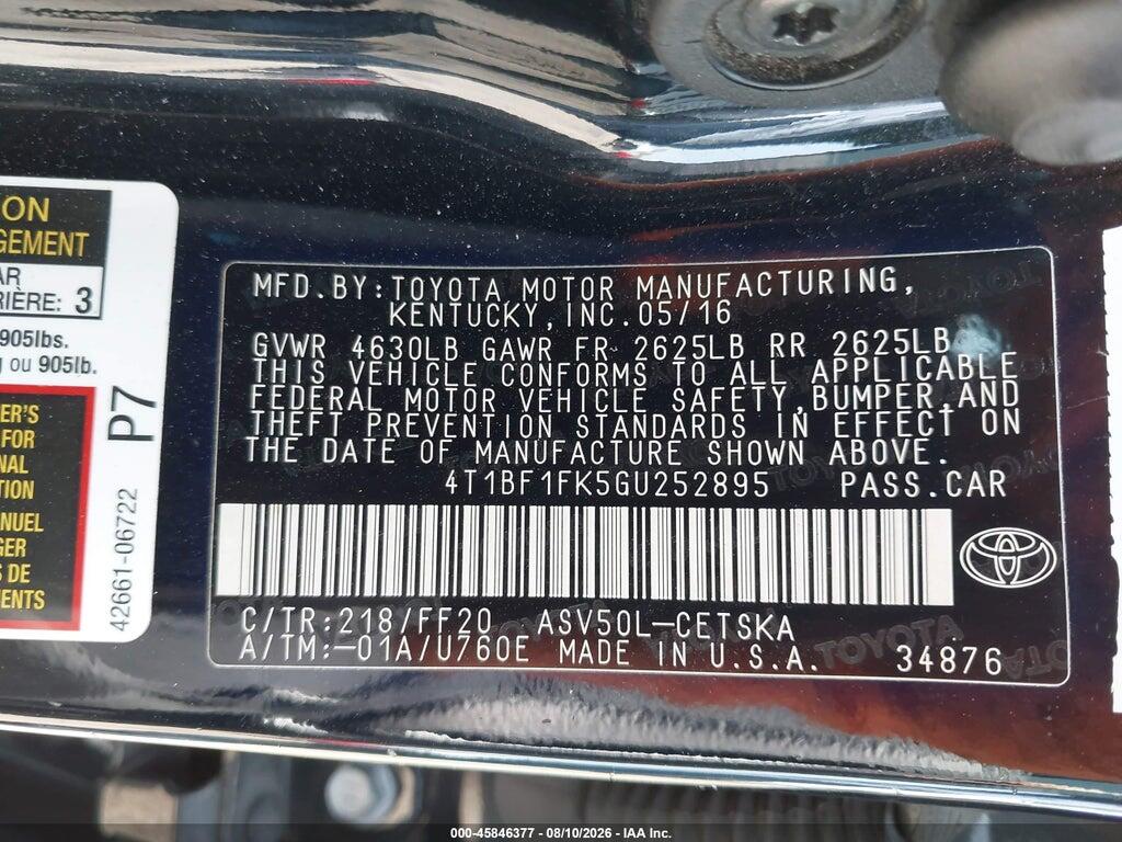 4T1BF1FK5GU252895 2016 TOYOTA CAMRY photo no. 9