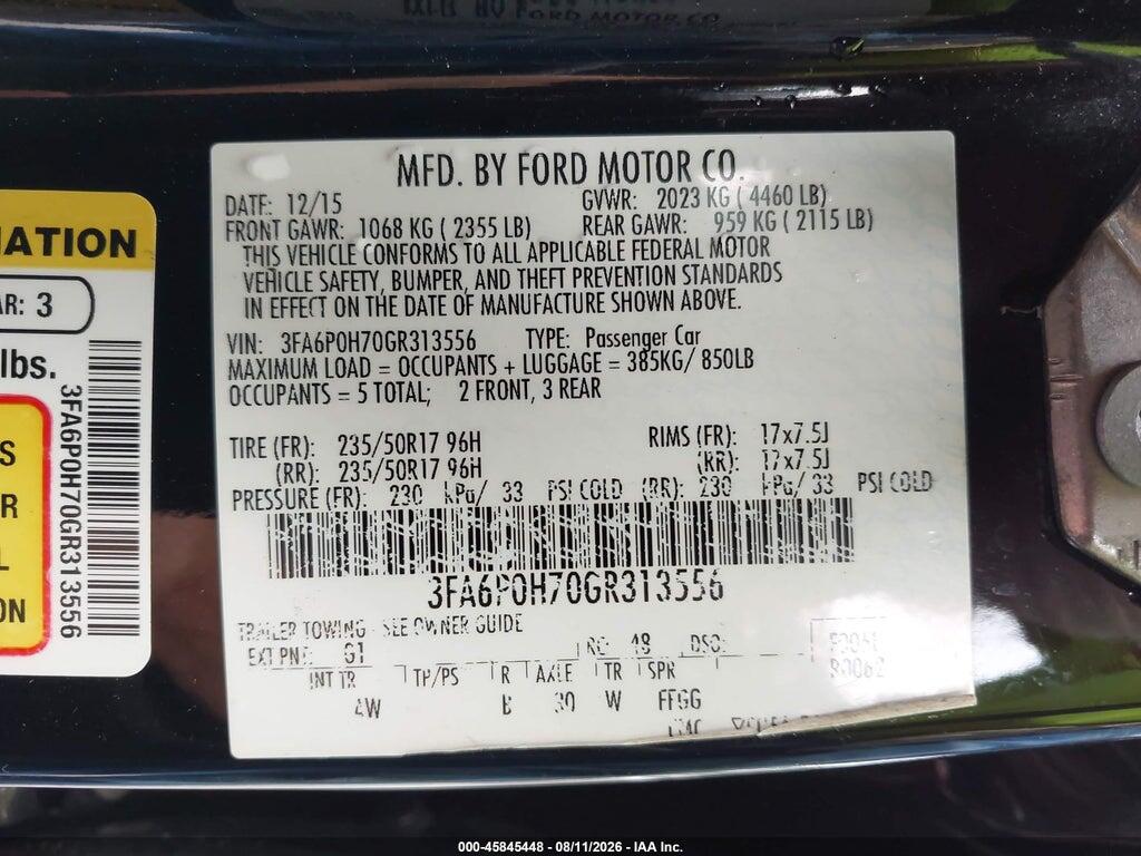 3FA6P0H70GR313556 2016 FORD FUSION photo no. 9