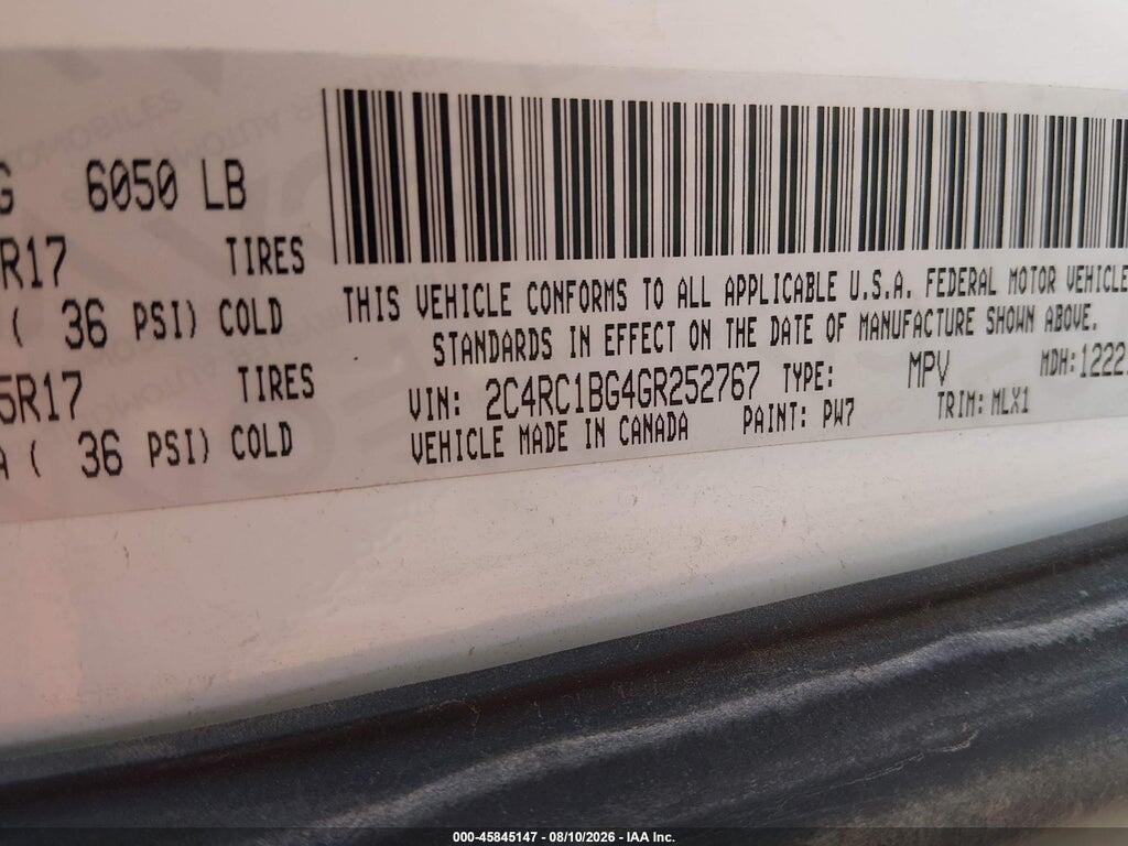 2C4RC1BG4GR252767 2016 CHRYSLER TOWN & COUNTRY photo no. 9
