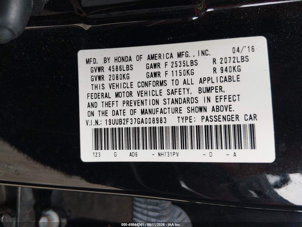 19UUB2F37GA008983 2016 ACURA TLX photo no. 9
