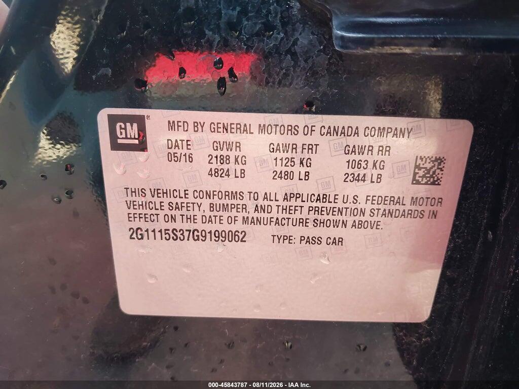 2G1115S37G9199062 2016 CHEVROLET IMPALA photo no. 9