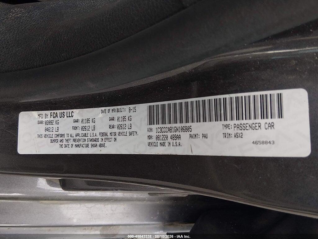 1C3CCCAB1GN106805 2016 CHRYSLER 200 photo no. 9