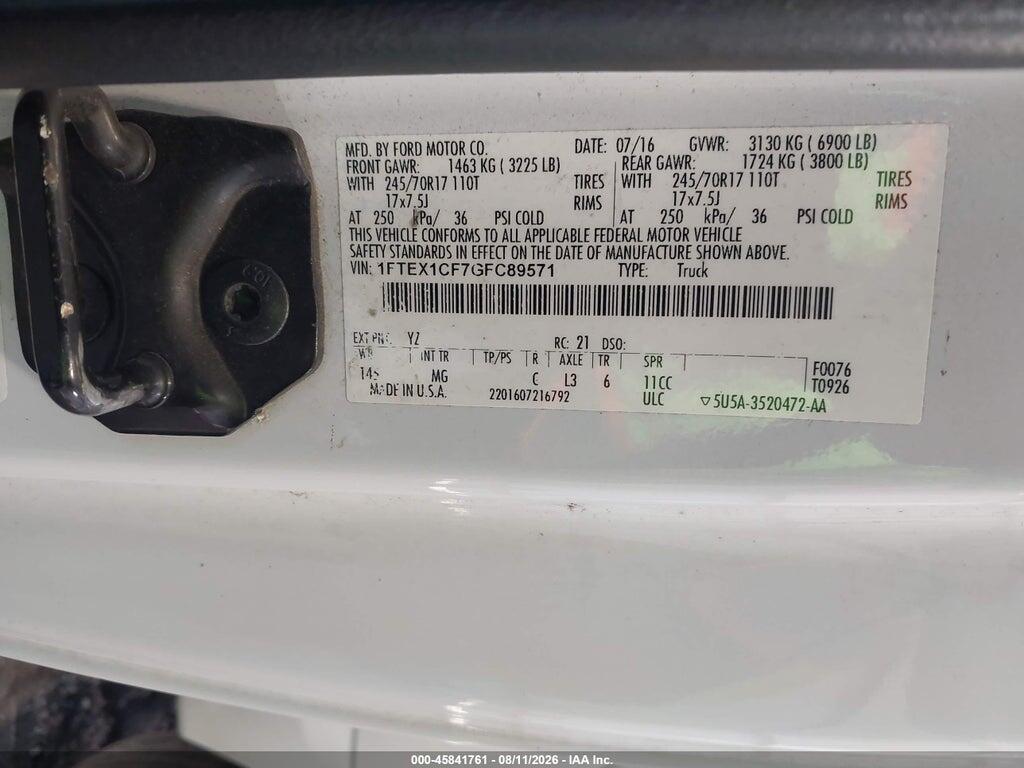 1FTEX1CF7GFC89571 2016 FORD F-150 photo no. 9