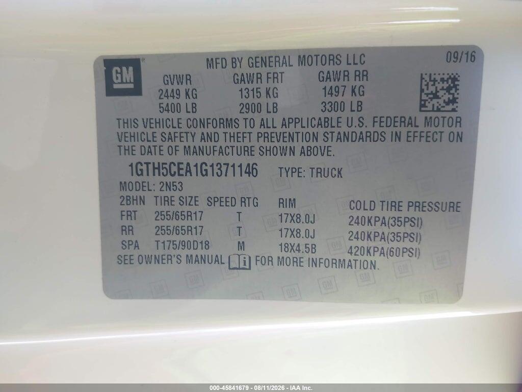 1GTH5CEA1G1371146 2016 GMC CANYON photo no. 9