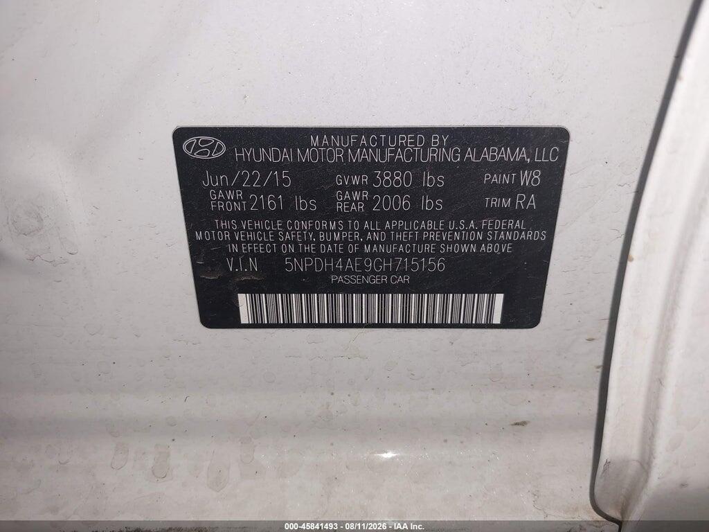 5NPDH4AE9GH715156 2016 HYUNDAI ELANTRA photo no. 9