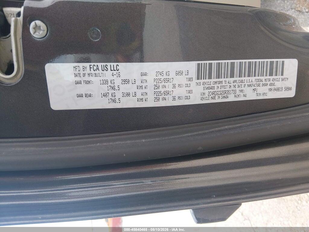 2C4RDGCG2GR351733 2016 DODGE GRAND CARAVAN photo no. 9