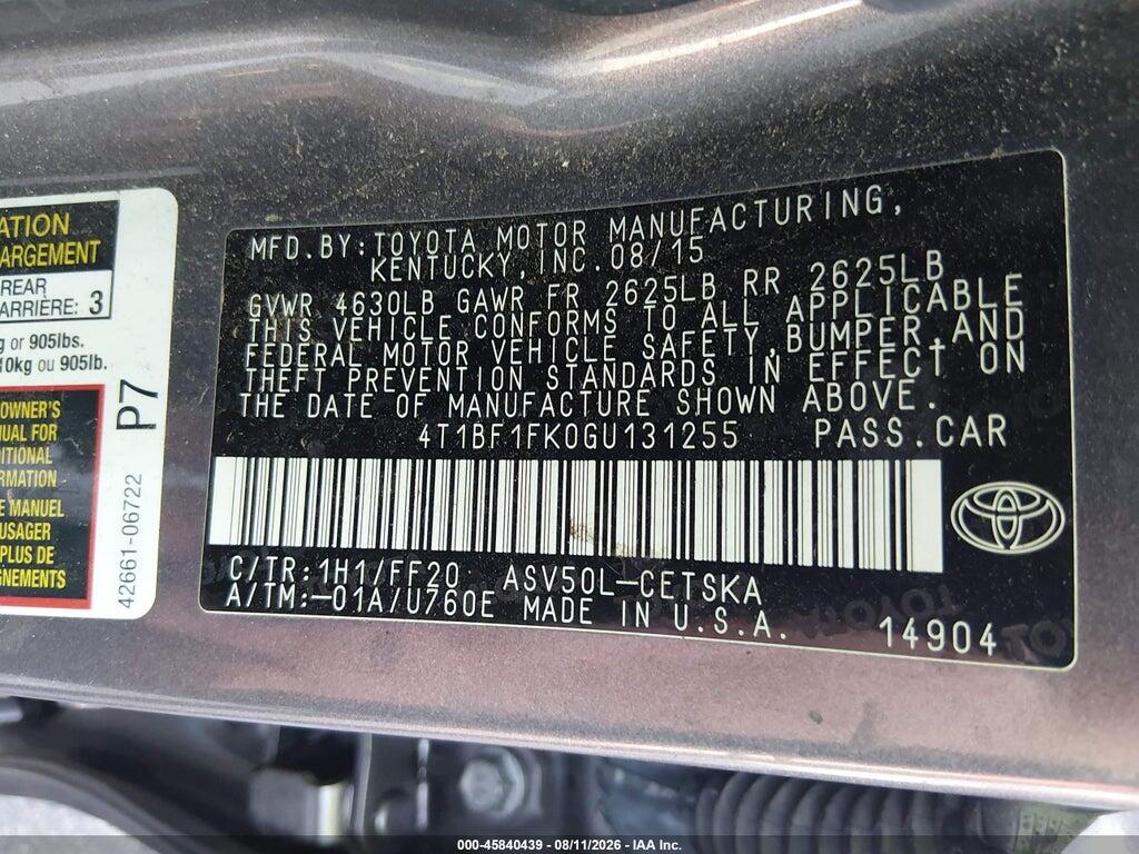 4T1BF1FK0GU131255 2016 TOYOTA CAMRY photo no. 9