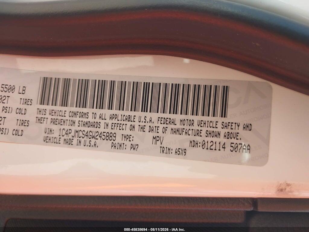1C4PJMCS4GW245889 2016 JEEP CHEROKEE photo no. 9