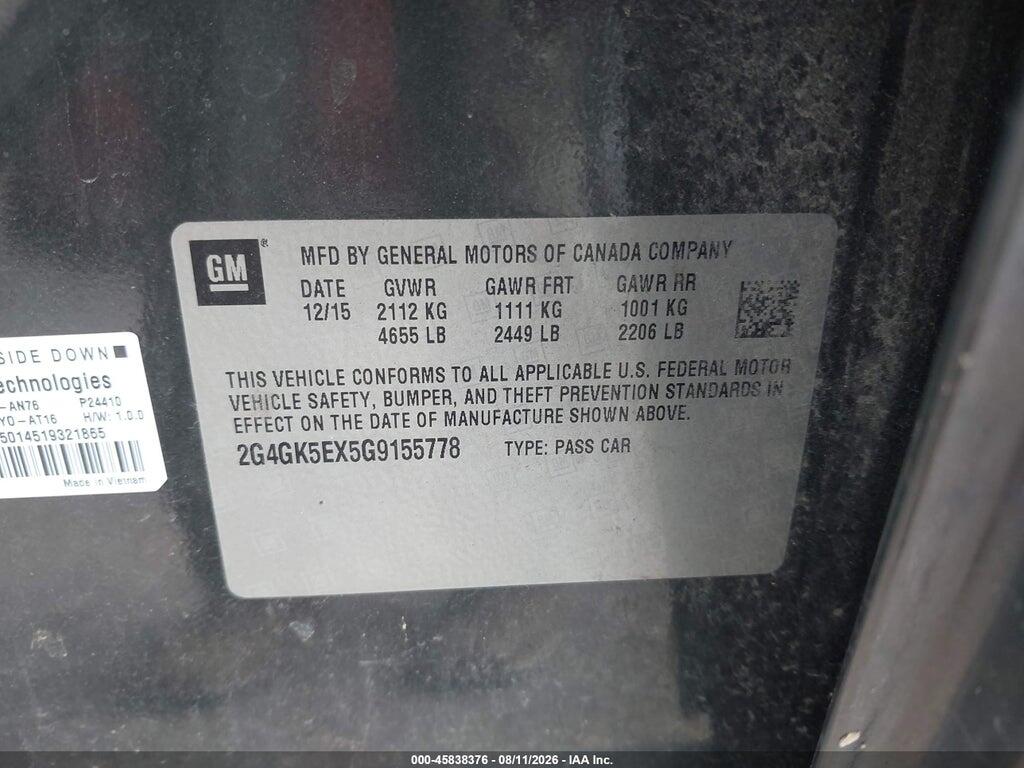 2G4GK5EX5G9155778 2016 BUICK REGAL photo no. 9