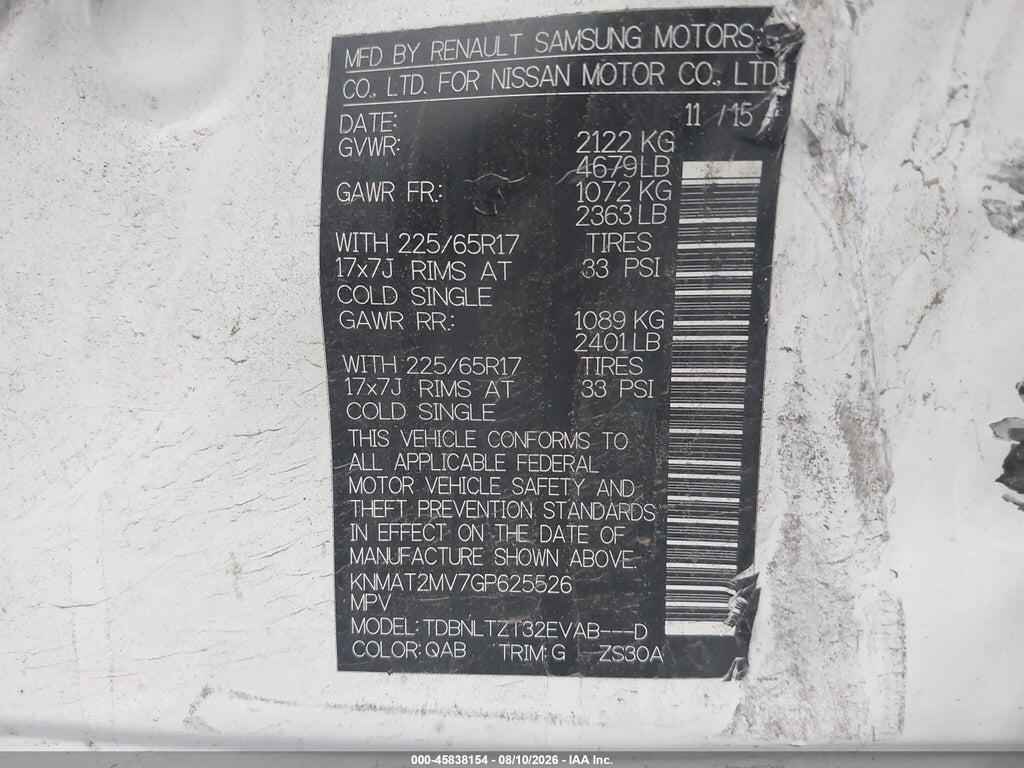 KNMAT2MV7GP625526 2016 NISSAN ROGUE photo no. 9