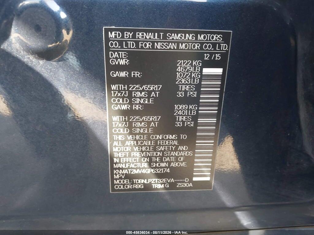 KNMAT2MV4GP632174 2016 NISSAN ROGUE photo no. 9