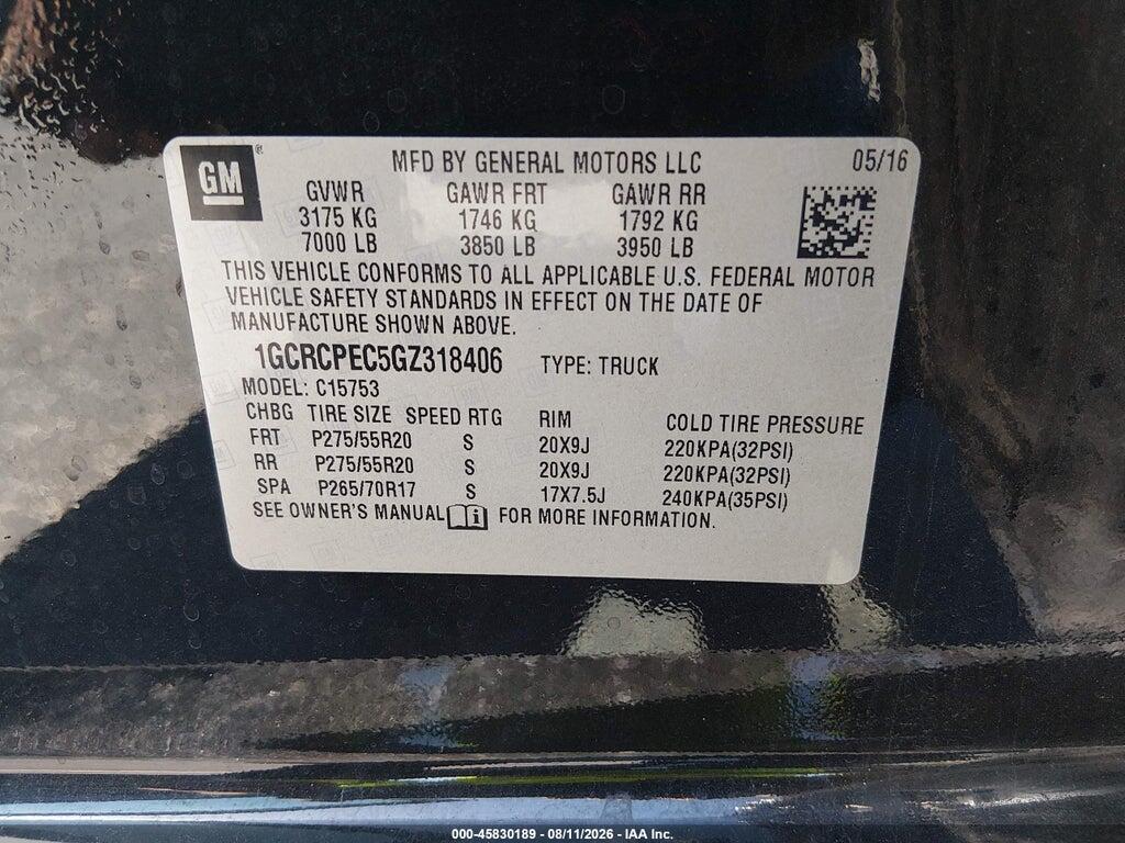 1GCRCPEC5GZ318406 2016 CHEVROLET SILVERADO photo no. 9