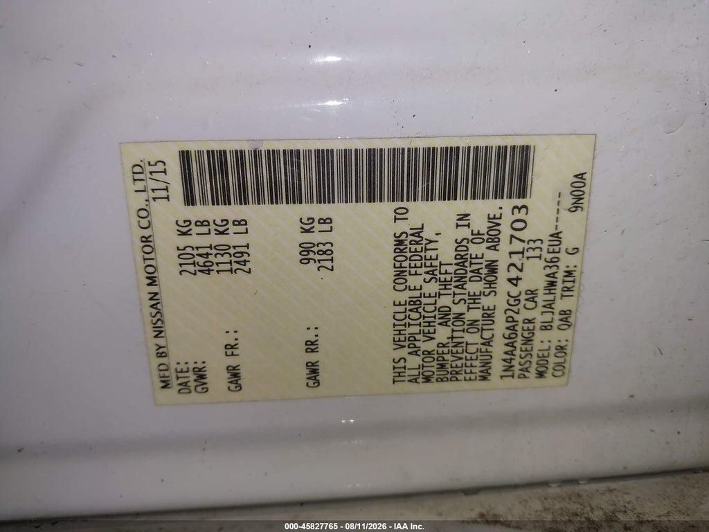 1N4AA6AP2GC421703 2016 NISSAN MAXIMA photo no. 9