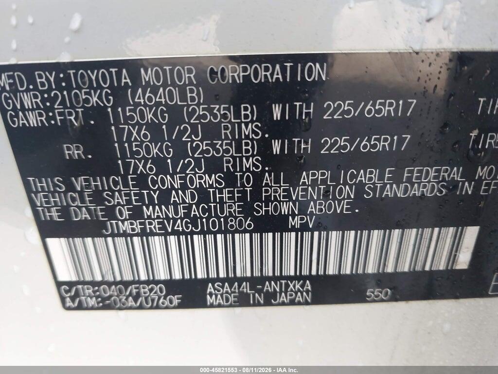 JTMBFREV4GJ101806 2016 TOYOTA RAV4 photo no. 9