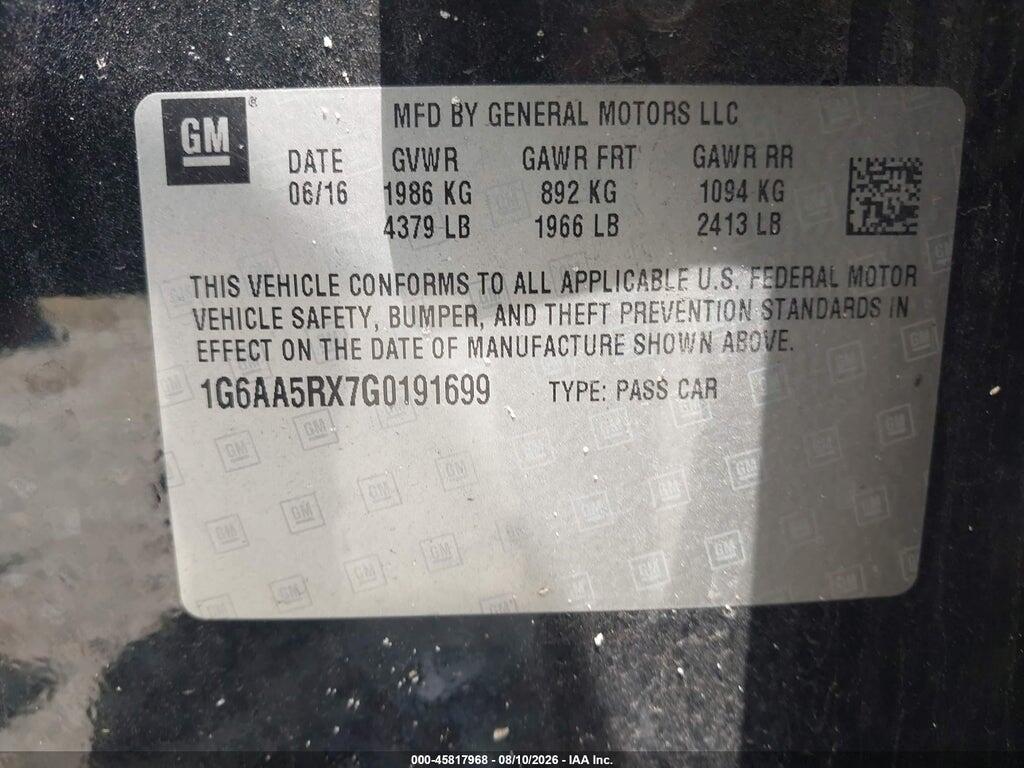 1G6AA5RX7G0191699 2016 CADILLAC ATS photo no. 9