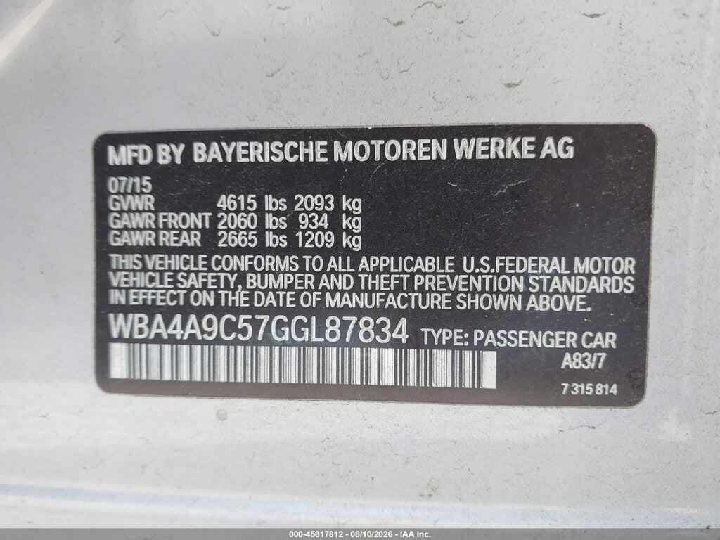 WBA4A9C57GGL87834 2016 BMW 428I GRAN COUPE photo no. 9