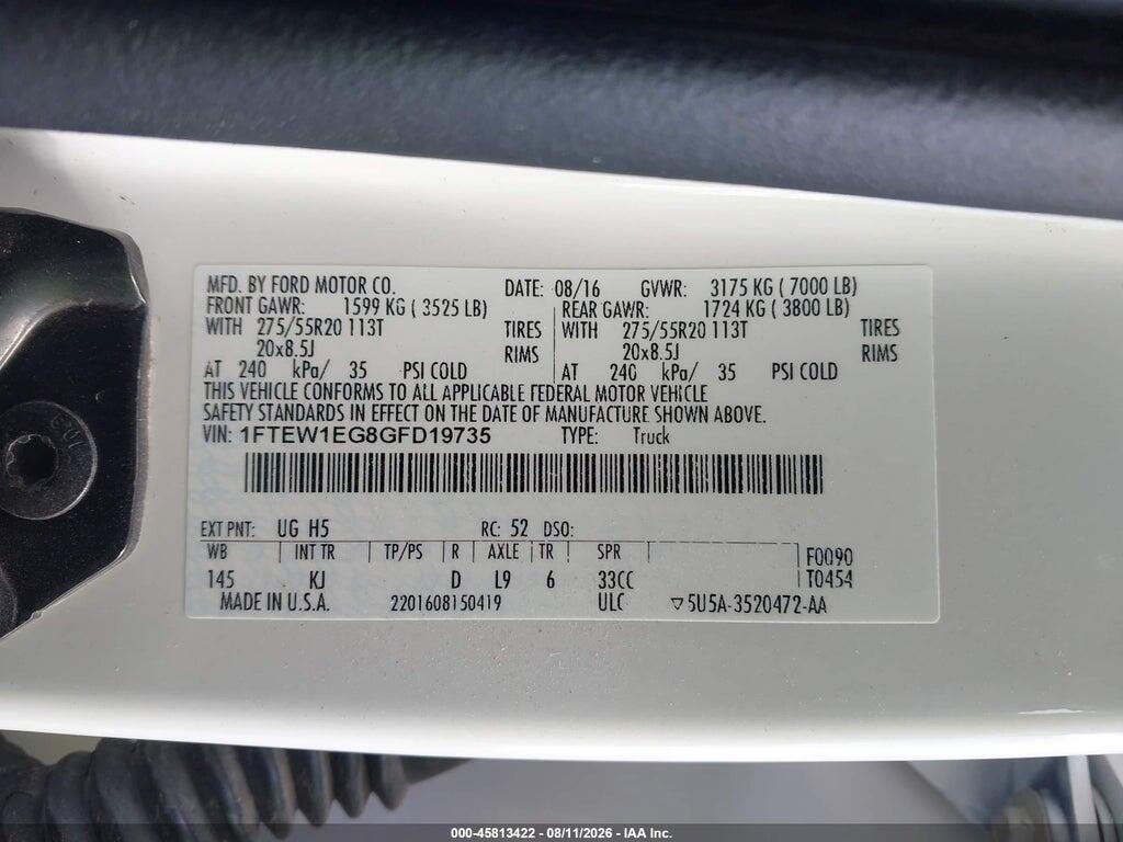 1FTEW1EG8GFD19735 2016 FORD F-150 photo no. 9