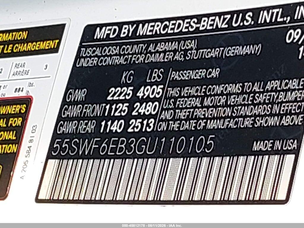 55SWF6EB3GU110105 2016 MERCEDES-BENZ C 450 AMG photo no. 9