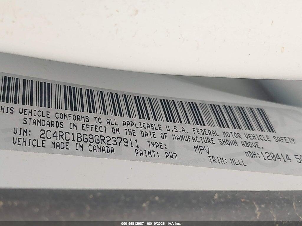 2C4RC1BG9GR237911 2016 CHRYSLER TOWN & COUNTRY photo no. 9