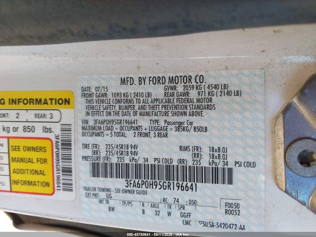 3FA6P0H95GR196641 2016 FORD FUSION photo no. 9
