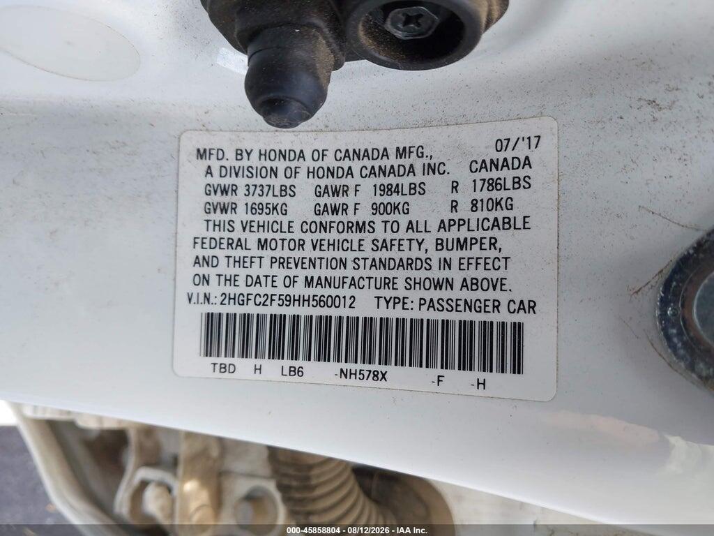 2HGFC2F59HH560012 2017 HONDA CIVIC photo no. 9