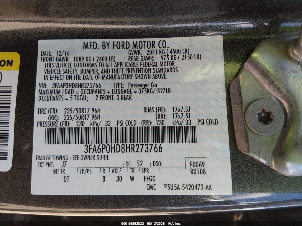 3FA6P0HD8HR273766 2017 FORD FUSION photo no. 9