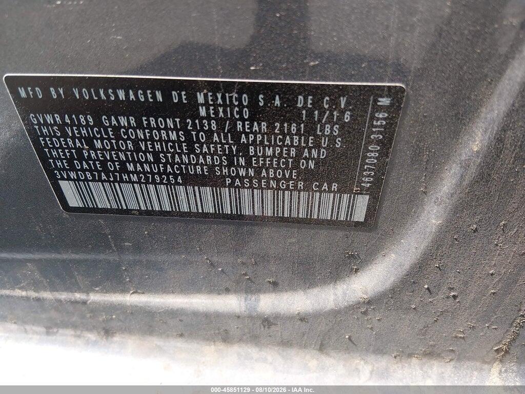 3VWDB7AJ7HM279254 2017 VOLKSWAGEN JETTA photo no. 9