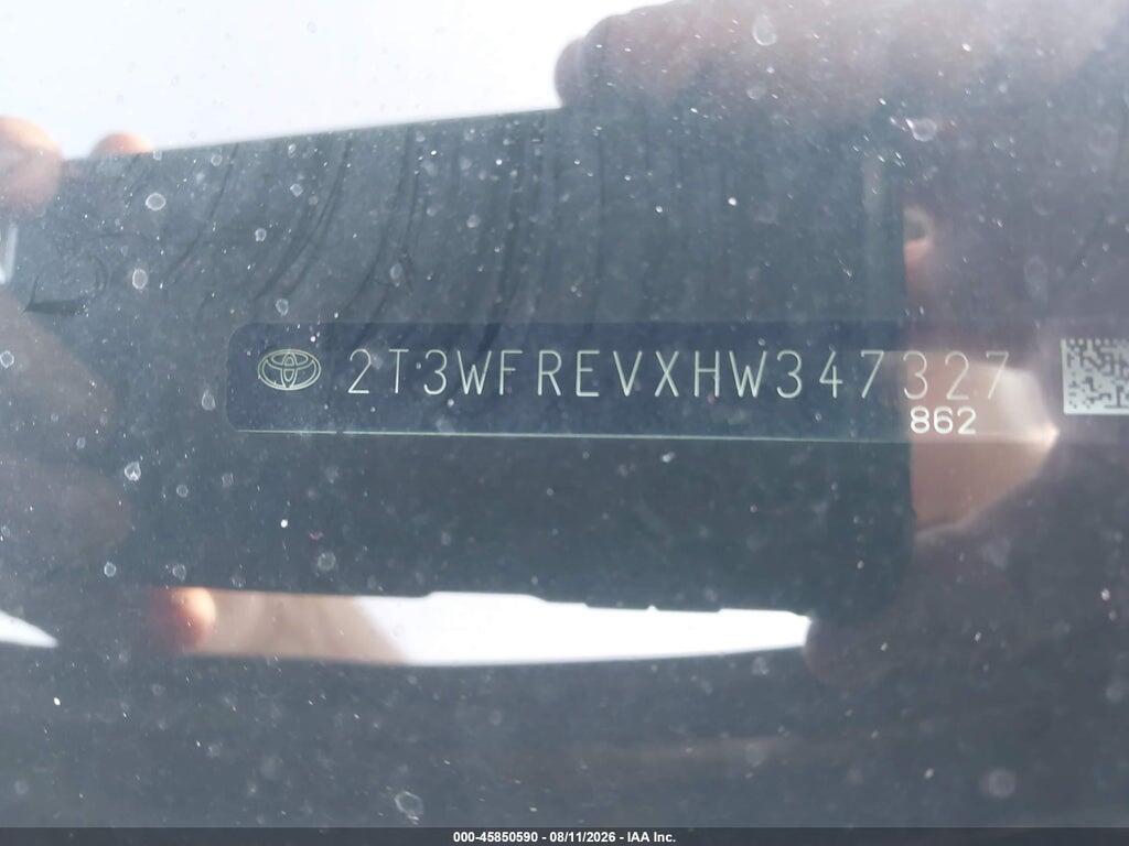 2T3WFREVXHW347327 2017 TOYOTA RAV4 photo no. 9