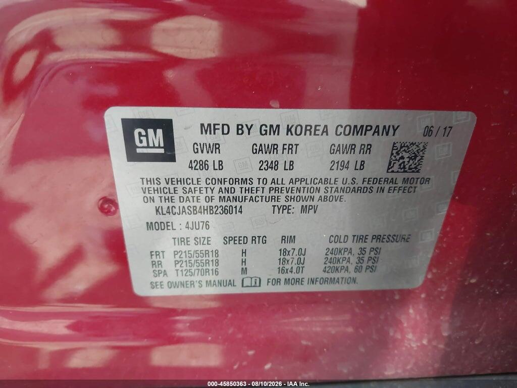 KL4CJASB4HB236014 2017 BUICK ENCORE photo no. 9