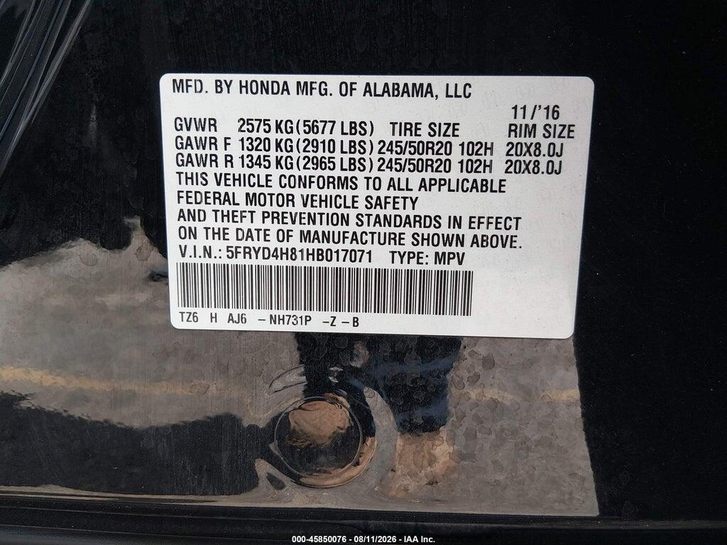 5FRYD4H81HB017071 2017 ACURA MDX photo no. 9