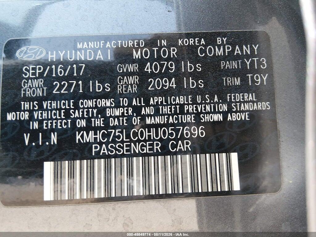 KMHC75LC0HU057696 2017 HYUNDAI IONIQ HYBRID photo no. 9