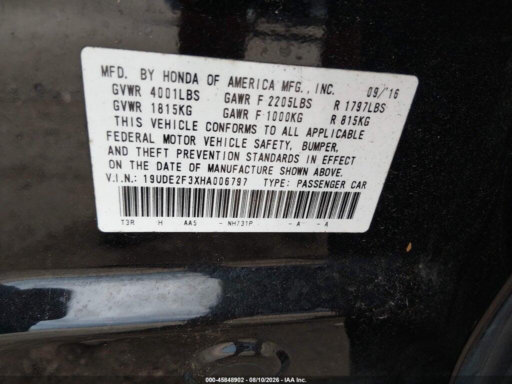 19UDE2F3XHA006797 2017 ACURA ILX photo no. 9