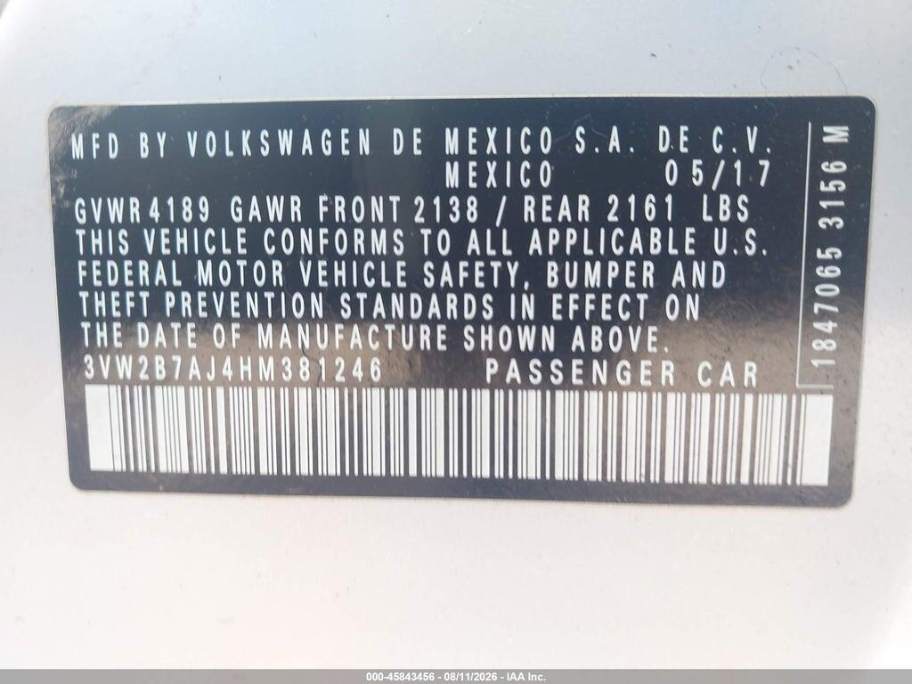3VW2B7AJ4HM381246 2017 VOLKSWAGEN JETTA photo no. 9