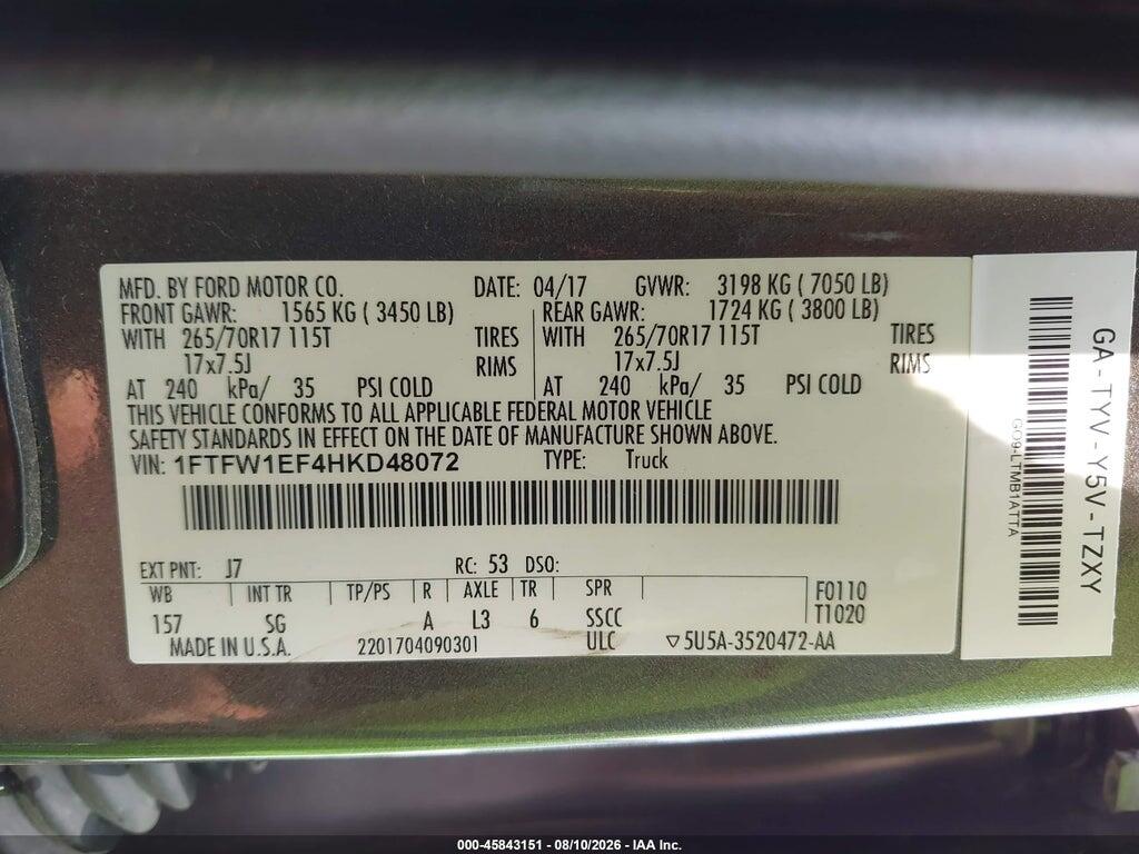 1FTFW1EF4HKD48072 2017 FORD F-150 photo no. 9