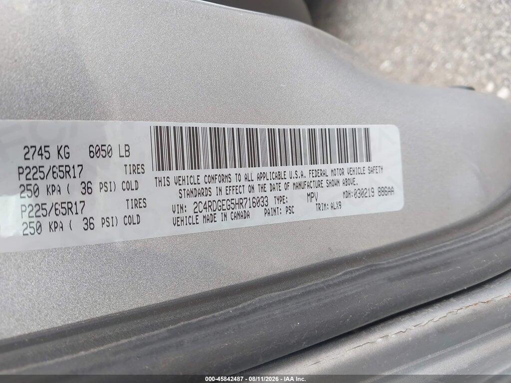 2C4RDGEG5HR716033 2017 DODGE GRAND CARAVAN photo no. 9