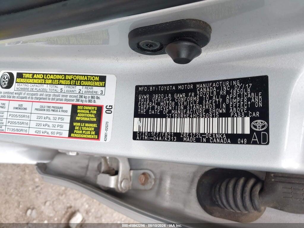 2T1BURHE4HC950915 2017 TOYOTA COROLLA photo no. 9