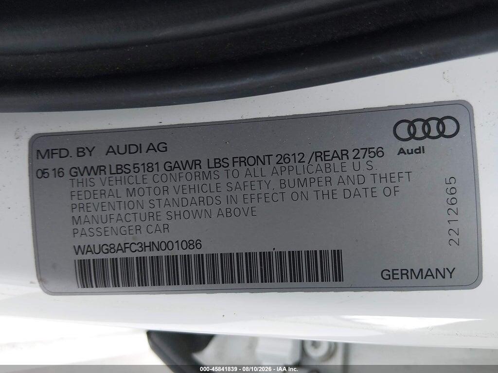WAUG8AFC3HN001086 2017 AUDI A6 photo no. 9